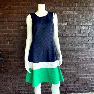 Johnson And Murphy Women's SZ 14 Sleeveless Dress Navy/Green/Off White